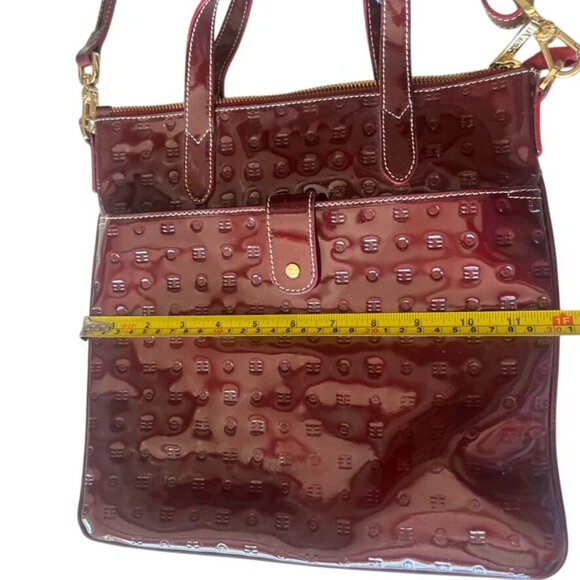 Arcadia Dark Red Embossed Patent Leather Crossbody Shoulder Bag Italy - Picture 7 of 8